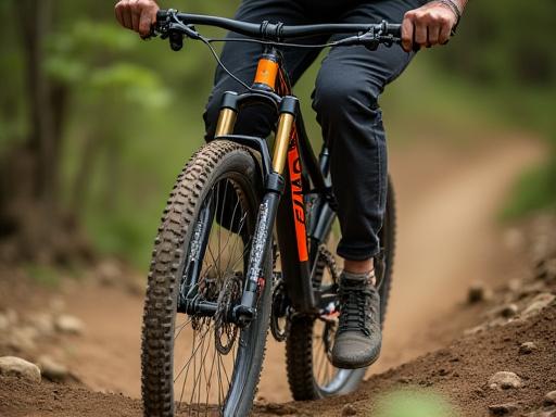 Una mountain bike full-suspension pronta per il sentiero